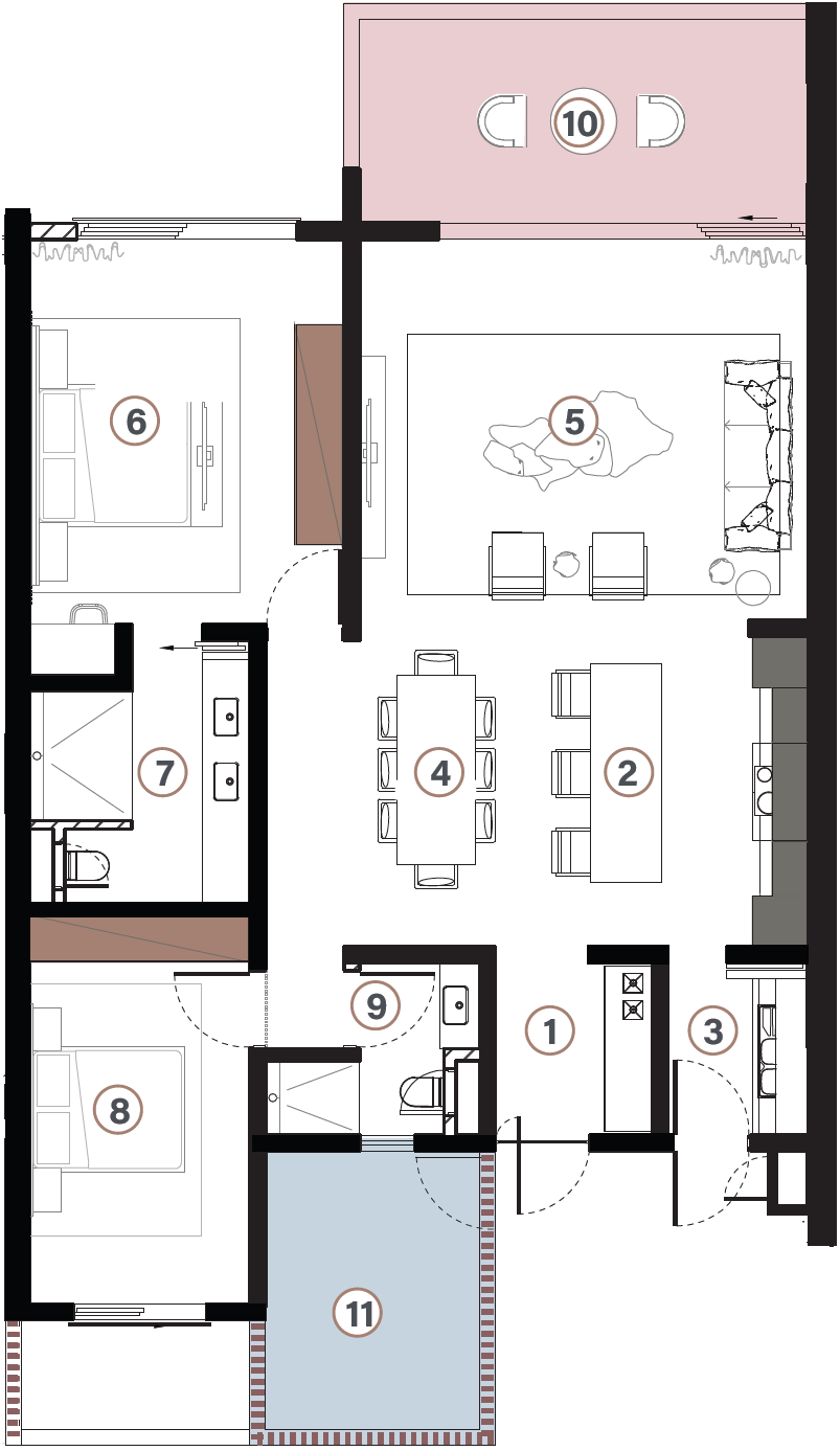 2-Bedroom Apartment - 1st Floor and 2nd Floor