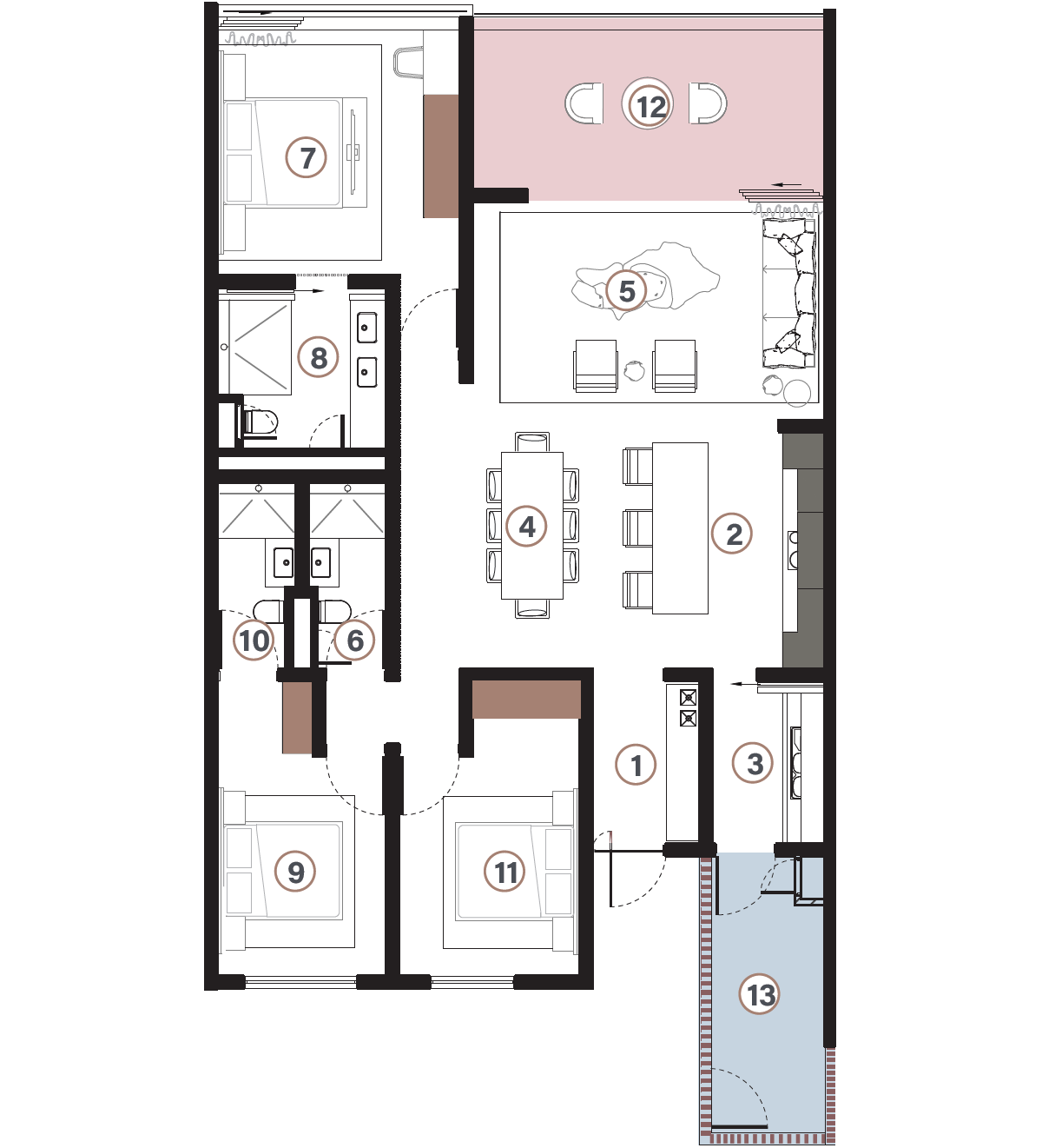 3-Bedroom Apartment - 1st Floor and 2nd Floor